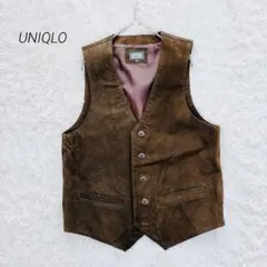 オールドユニクロ ベスト メンズ レザーベスト 80-90s 豚革 ブラウン M