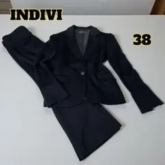 INDIVI パンツスーツ セットアップ ブラック 38 M ストレッチ