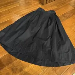 【ナノユニバース】コットン　タックフレアロングスカート　大人上品　ネイビー　36