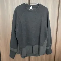 異素材ドッキング クルーネックニット 黒