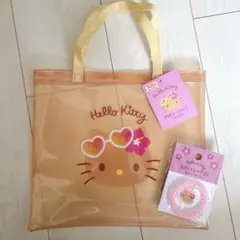 日焼けキティ　スパイラルヘアゴム　＆　トート　セリア　ダイソー　キャンドゥ