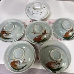 エビ模様丼、蓋つき5個セットと笹模様丼1つのサムネイル