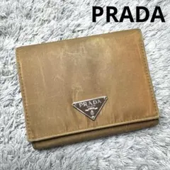 ※状態考慮※PRADA プラダ 三つ折り財布 三角プレート ユニセックス