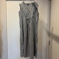 ノースリーブ ロングワンピース チェック柄