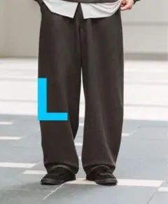 ユニクロU ブラッシュドスウェットワイドパンツ L ブラウン