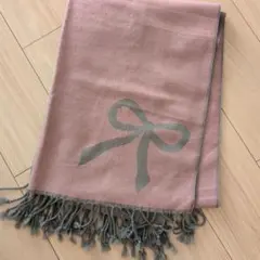 AnyFAM リボンデザイン マフラー ピンク グレー