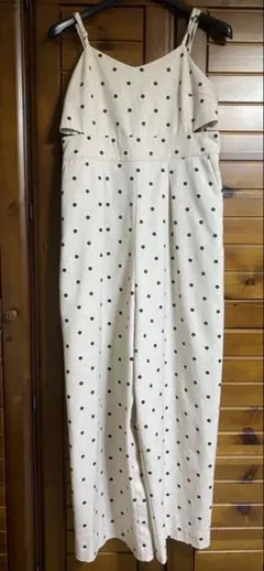 ドット柄 サロペット スリーブレスオールインワン