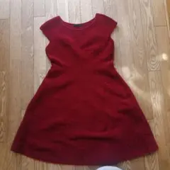 ANAYI　赤 ノースリーブ ニット ワンピース ひざ丈