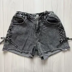 【美品】シスタージェニィ レースアップデニムショーパン 160cm グレー