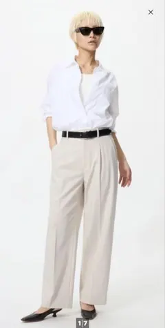 のり様専用 ユニクロタックワイドパンツ Mサイズ　ナチュラル