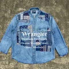 Wrangler ラングラー パッチワーク デニムシャツ バンダナ柄 インディゴのサムネイル