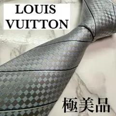 未使用に近い✨】ルイヴィトン ネクタイ シルバー ダミエ レジメンタル
