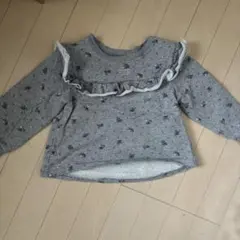 花柄フリルトレーナー グレー　100cm グレー　ハンドメイド　裏起毛