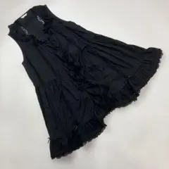 貴重 ピンクハウス 日本製 レース ティアード ロング ワンピース F 黒