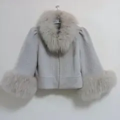 【美品】TO BE CHIC ブルーフォックスファー ボレロ ショートジャケット
