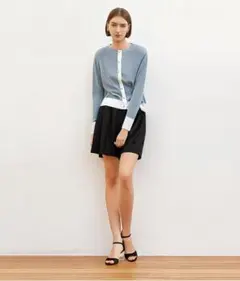 美品♡近年♡フォクシー アジュール ショート丈 カーディガン ブルー 38 美品♡近年♡フォクシー アジュール ショート丈 カーディガン ブルー