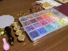 箱無し シーリングワックスセット 多色&透明ビーズ スタンプ4種 ブランド不明