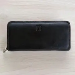 LOEWE ロエベ 長財布ラウンドファスナーレザー ブラックブルー 