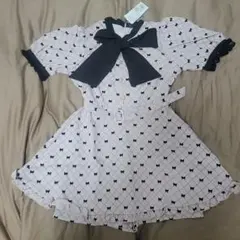タグ付き未使用エブリンリボンロンパース　ピンク