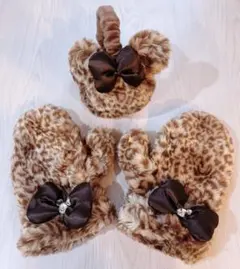 ディズニー ミニー ヒョウ柄 イヤーマフ ミトン ２個セット