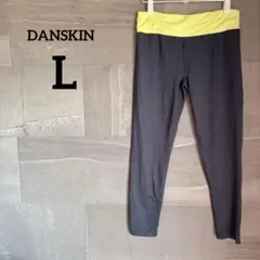 DANSKIN 【L】フィットタイプ ヨガパンツ ブラック ライトグリーン