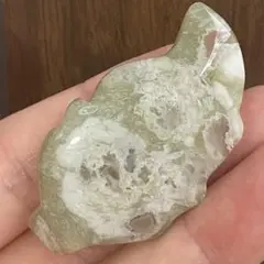グリーン桜瑪瑙 リーフ 天然石 置物