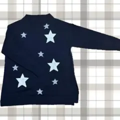 un‐sept 星柄ネイビー長袖ニットセーター