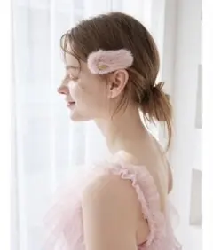gelato pique ホワイトファーヘアピン　ホワイト