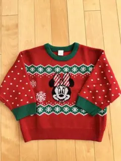 ミニーマウス　ニットセーター　赤　100cm キッズ　クリスマス