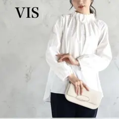 日本製　VIS ブラウス　シャツ　ギャザーブラウス　トップス　白　レディース
