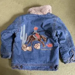 ベベ デニム アウター ジャケット 刺繍 インディアン 100 ボア　サボテン