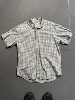 【古着】LACOSTE ラコステ　シアサッカー生地　半袖チェックシャツ