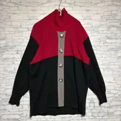 【B.O.T.H】ハイネックボタン付きセーター　ウール100% フリーサイズ