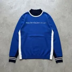 marie claire SPORT モックネックニット ブルー L