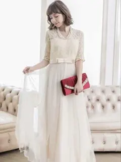 レースドレス XXLサイズ ベージュ 大きいサイズ