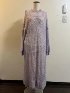 ZARA ザラ　薄紫色 ニット ロングワンピース