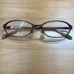 ブラウン メタルフレーム 長方形メガネ