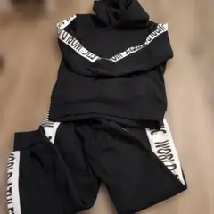 子供服　ダンス服　ブラック　パーカー　ズボンセット
