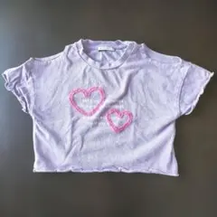 BAYFLOW ラベンダー ハート刺繍 Tシャツ 110cmのサムネイル