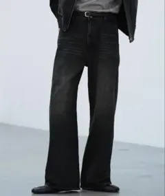 WYM LIDNM CURVED FLARE DENIM SLACKS