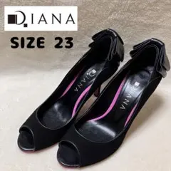 DIANA オープントゥ スウェード リボン パンプス SIZE 23
