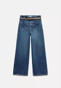 ハイウェストベルテッドデニムパンツ