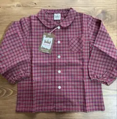 ファミリア風　チャイルド 赤と緑のチェックシャツ 90-48