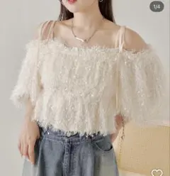 CHICO フリンジリボン短丈ブラウスのサムネイル