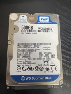 ジャンク品　WD Scorpio Blue 500GB 内蔵型HDD