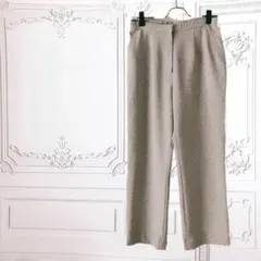 パンツ ストレート【M】ベージュ 無地 伸縮性あり 薄手 きれいめ 日本製