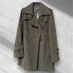 ダークグレー ダブルブレスト ロングコート ファー付き 3点セット 即日発送