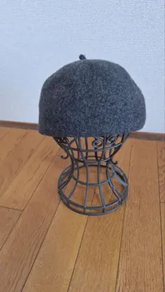 グレー ウール ベレー帽