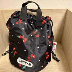 OUTDOORディズニーコラボ　巾着トートバッグ　チェリー柄ミニーマウス