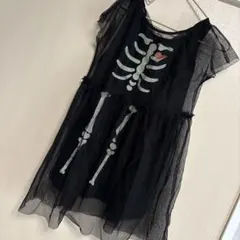 スケルトンプリントノースリーブワンピース